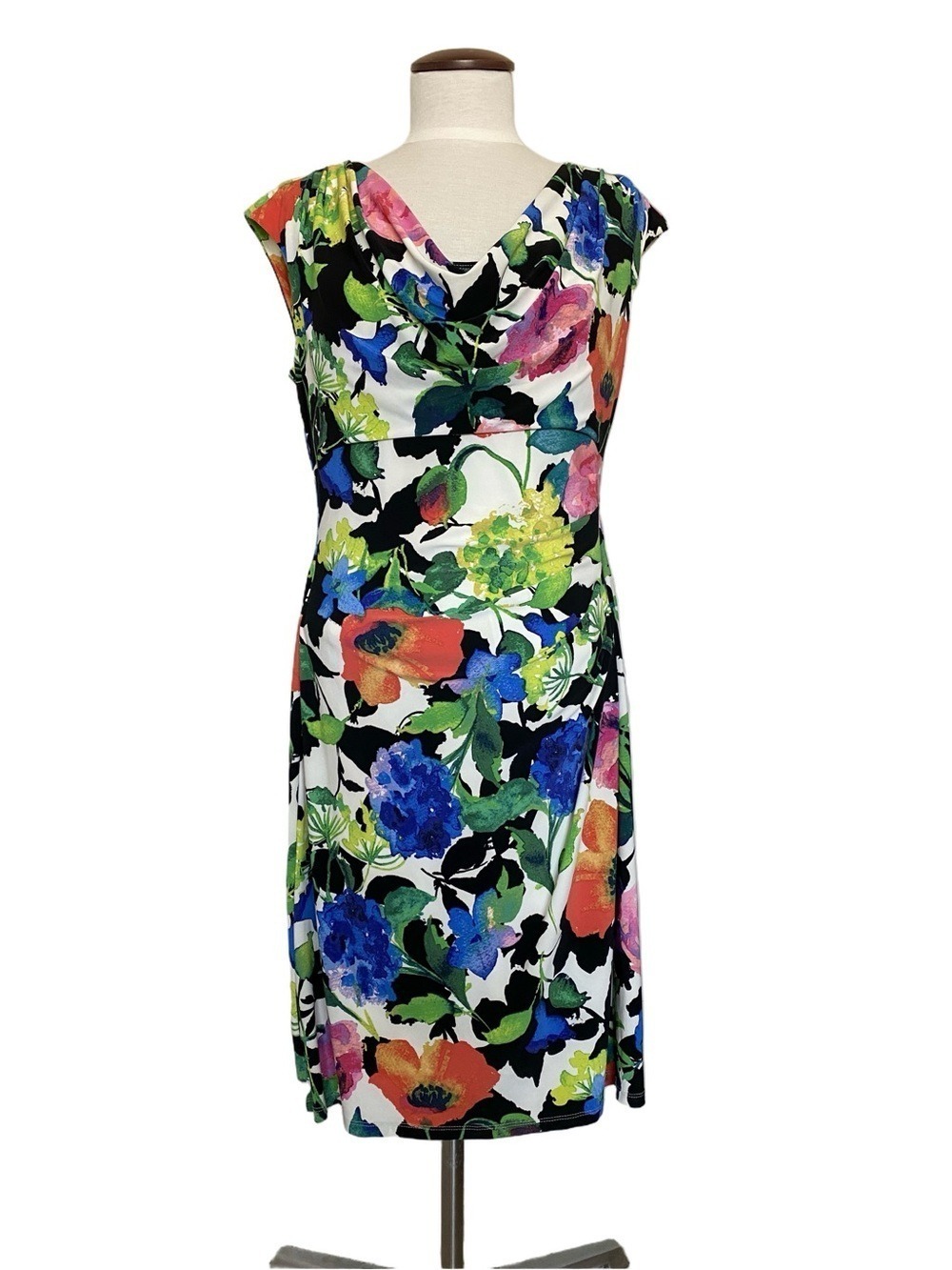 Lauren Ralph Lauren Floral Stretchy Sheath Dress Sleeveless Sz 14